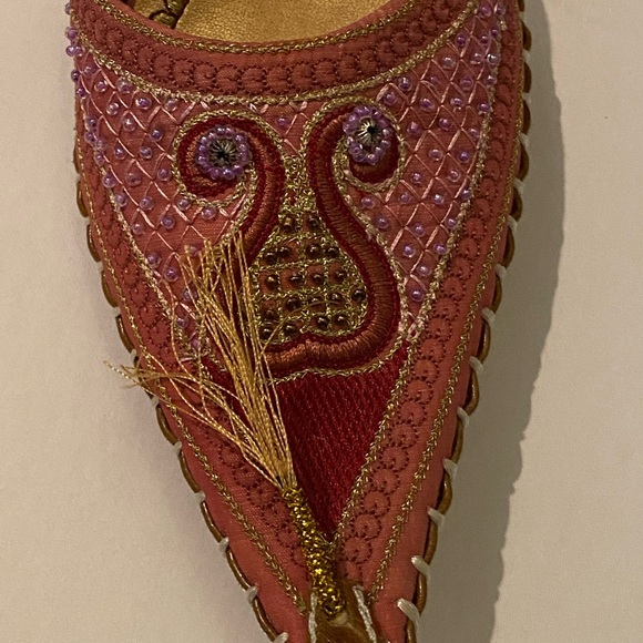 I Dream of Jeannie pink & purple beaded embroidered slide mules sz 8 kitten heel - Picture 5 of 10